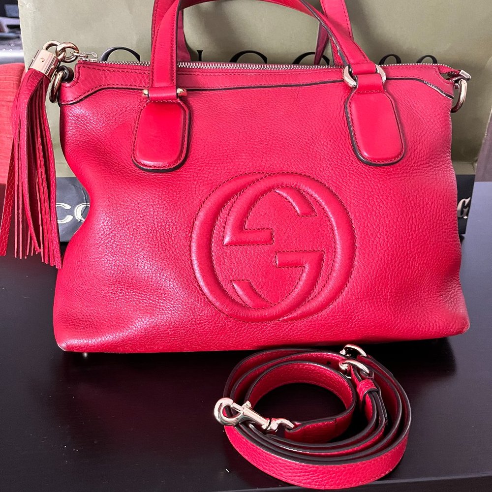 GUCCI Red Soho Shoulder Bag -Authentic